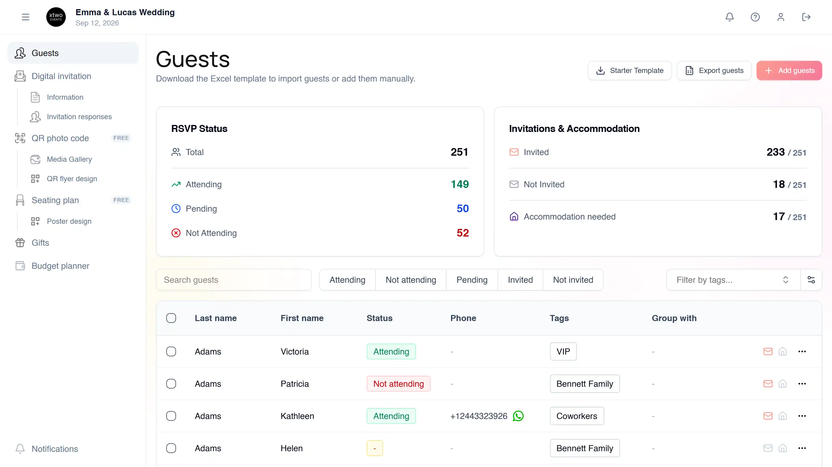 Guests page preview