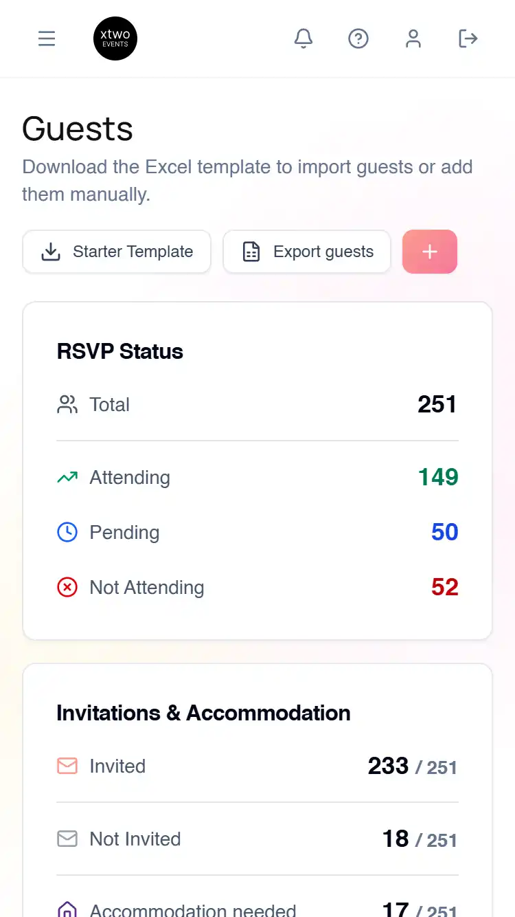 Guests page preview